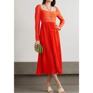 Self Portrait Orange Long-Sleeve Dress